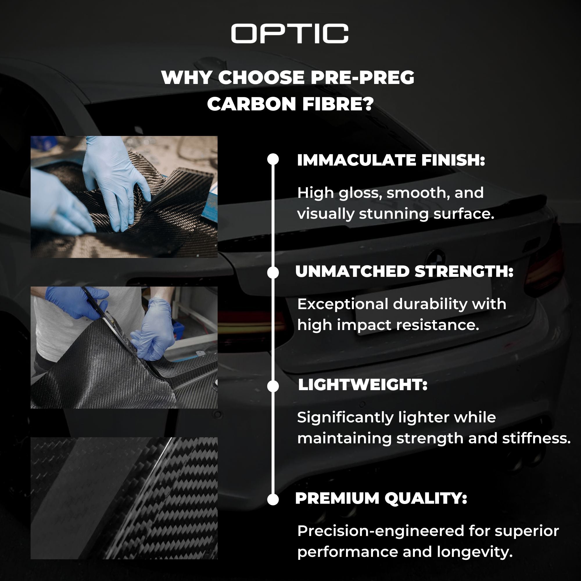 BMW 4 Series G22 / M4 G82 Pre-Preg Dry Carbon Fibre Competition Style Rear Spoiler By OPTIC (2020+)